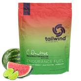 Tailwind Nutrition Endurance Fuel Dauwaltermelon bottle pour supports steady hydration on long runs.