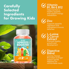TallTrek Appetite Booster Gummies highlighting immune-supporting zinc and B12 benefits.