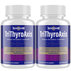 Talyvoriathor TriThyroAxis bottle front for balanced thyroid support and daily energy.