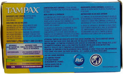 Tampax Regular tampons back-view, highlighting compact packaging for on-the-go needs.