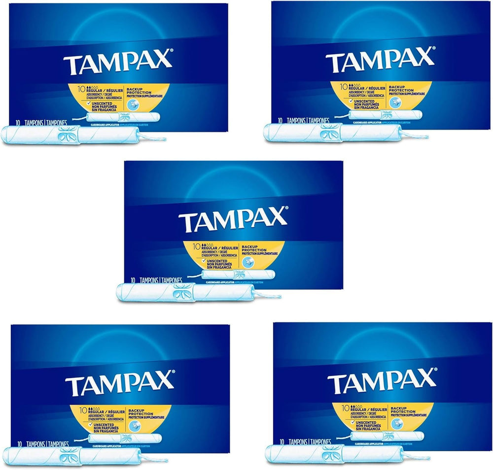 Tampax Regular tampons front-view, showcasing the 10-count pack for everyday protection.