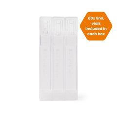 Close-up of Tangible Fill 5 mL vial, sterile and preservative-free.