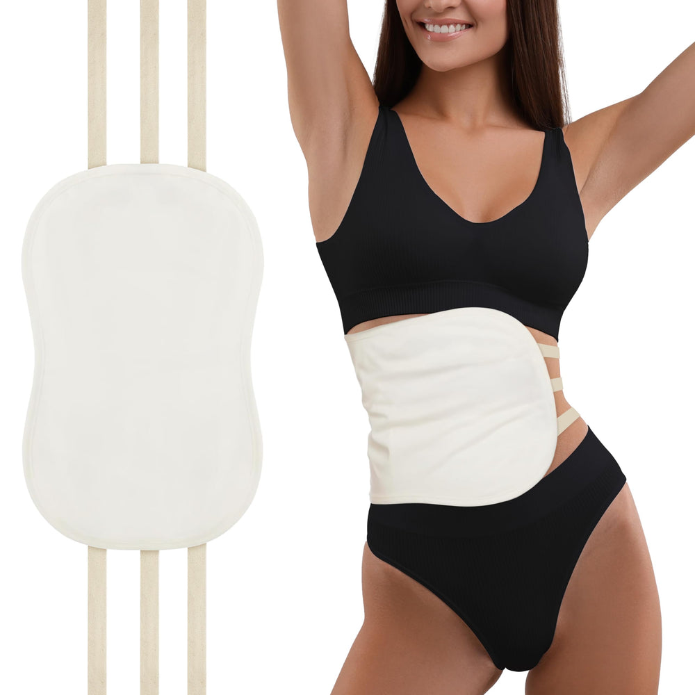 Taoscare Castor Oil Pack Wrap on stomach for comfortable, mess-free use