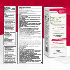 TARO Ivermectin Lotion 4oz bottle label highlights prescription-strength formula for effective lice care.