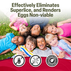 TARO Ivermectin Lotion eggs-lice graphic illustrates eggs and lice being treated.