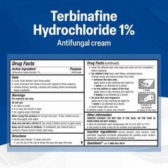 Closeup of TARO Terbinafine 1% cream tube for fast antifungal relief.