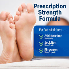 Closeup label shows prescription-strength Terbinafine 1% formula.