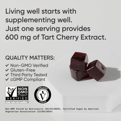 Sports Research Tart Cherry Gummies close-up showing sugar-free, flavorful bite.