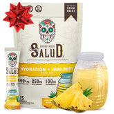 Taste Salud pineapple-packet demonstrates on-the-go hydration with immune support.