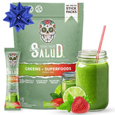 Taste Salud greens stick-pack for on-the-go digestion support.