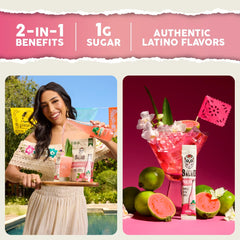 Taste Salud Jarritos 2-in-1 hydration packet open enables quick mix for workouts.