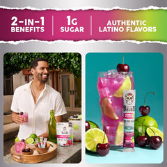 Powder dissolving in water to create a refreshing Agua Fresca.