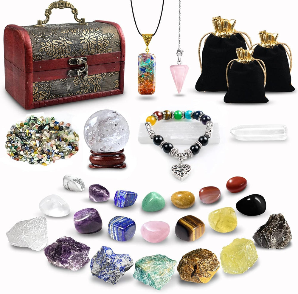 TATOODAA crystals and healing stones laid out for calm meditation and focus