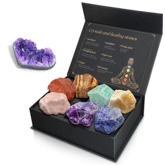 TATOODAA chakra stones set with crystal cluster for meditation and positive energy.