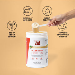 TB12 vanilla protein powder supports low-sugar, low-carb options.