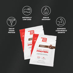 TB12 protein powder chocolate ingredient label - non-GMO, dairy-free pea protein for clean nutrition.