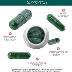 Teaveli capsules being poured to show easy-to-swallow, plant-based detox support.