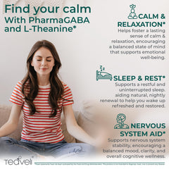 Teaveli Pharma GABA label close-up showing clinically studied ingredients for calm attention.