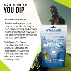 TeaZa Energy mint leaves close-up suggesting a fresh, flavor-forward experience.