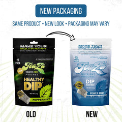 TeaZa Energy pack side view highlighting compact, nicotine-free format.