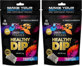 TeaZa Tropical Energy Pouches pack in hand, nicotine-free dip alternative.