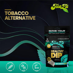 TeaZa Wintergreen Energy pouches, close-up, crisp texture and natural flavor for lasting freshness.
