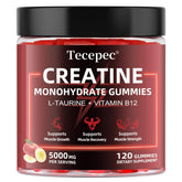 Tecepec Creatine Monohydrate Gummies bottle shown for convenient workout support.
