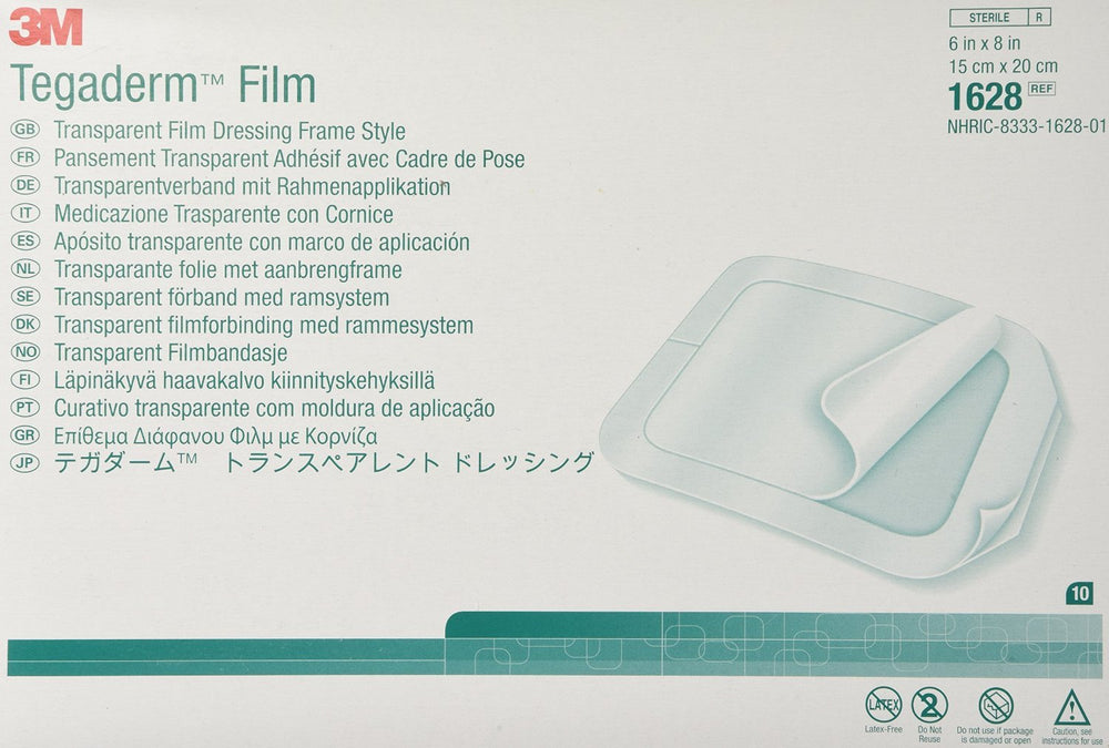 Tegaderm transparent dressing showing clear film for site visibility and gentle adhesion