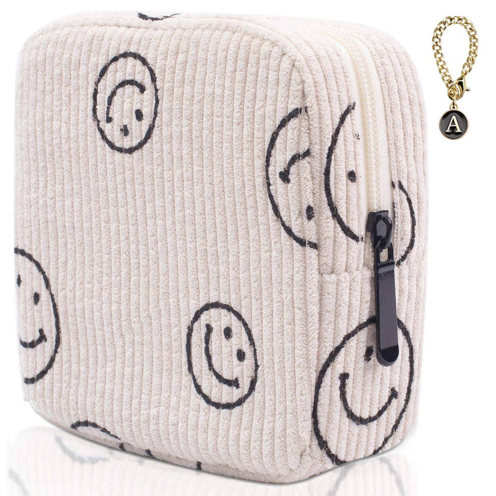 Teircno corduroy period bag with smiley keeps pads organized for on-the-go confidence.