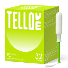 Tellove tampons with organic cotton core provide gentle protection for sensitive skin.
