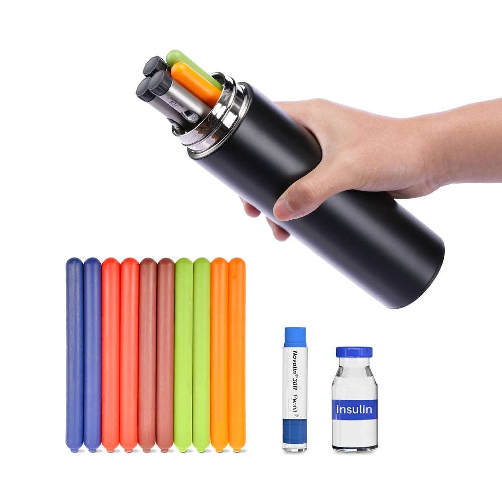 Tempk insulin cooler travel case in obsidian black keeps pens secure during trips