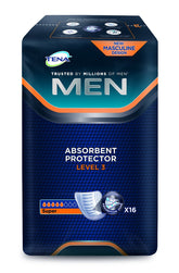 TENA Level 3 Men pack cover shows discreet, comfortable wear for everyday use.
