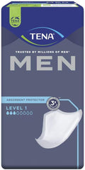 TENA MEN Level 1 pad shown in ultra-thin profile for discreet daily wear.