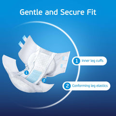 TenderGentle conforming leg elastics ensure secure, comfortable wear.