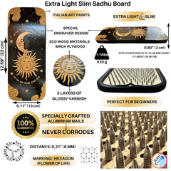 Close-up of aluminum nails on the TENGRY Sadhu Board for light practice