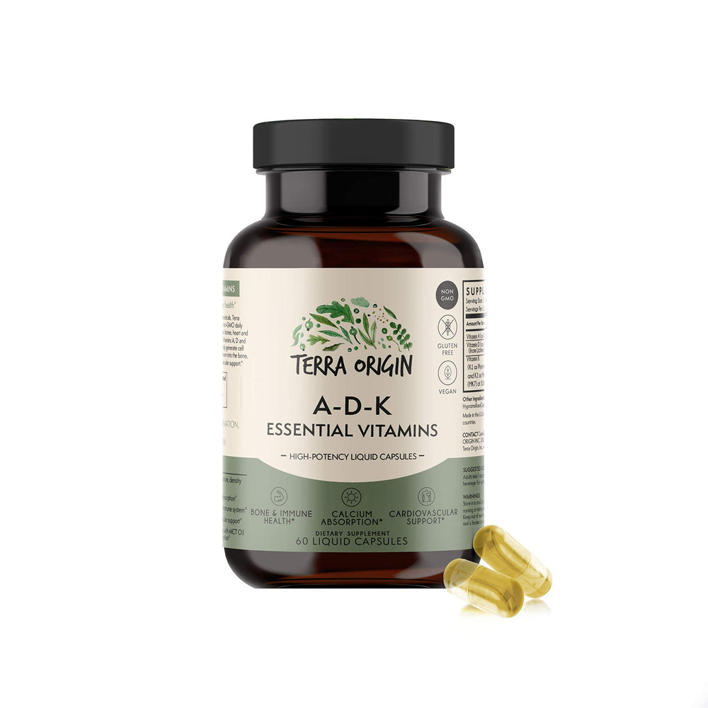 Terra Origin ADK Essential bottle front shows premium packaging for immune support