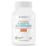 TerraForm Nutrition bottle front view showcasing extra strength S-Acetyl Glutathione for enhanced absorption