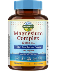 Terranics Magnesium Complex bottle on counter for daily supplementation routine
