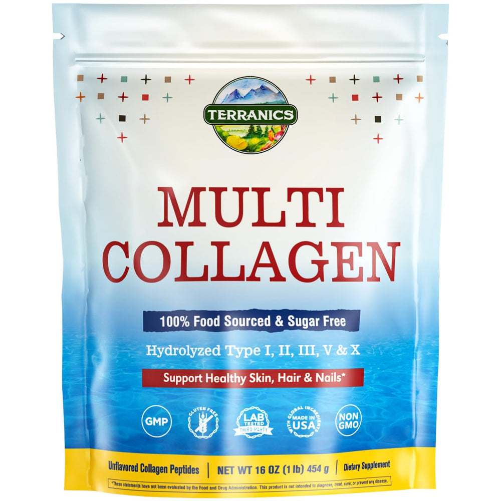 Terranics Multi Collagen Powder jar closeup for daily nourishment
