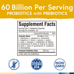 Terranics Probiotics label close-up showing 20 strains for diverse gut support