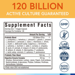 Terranics Probiotics with digestive enzymes label for better nutrient absorption