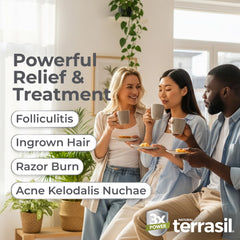 Terrasil Folliculitis Cream label close-up showing 1% Clotrimazole ingredient