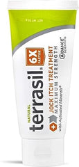 Terrasil Jock Itch extra-strength bottle shown for fast relief.