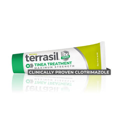 Terrasil Tinea Treatment Cream tube with 1% Clotrimazole for targeted relief.