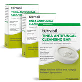Terrasil Tinea Soap bar pack close-up, highlighting soothing relief for irritated skin.