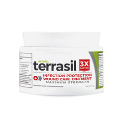 Terrasil Wound Care bottle close-up showing a protective barrier for damaged skin