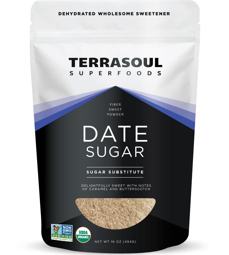 Terrasoul Date Sugar packaging on the kitchen counter, ideal for premium baking.