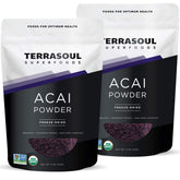 Terrasoul Organic Acai Powder two-pack packaging on shelf, ready for smoothies