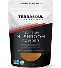 Terrasoul Reishi powder bottle pour for daily wellness routine