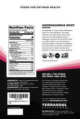 Terrasoul Superfoods Ashwagandha powder with scoop for easy smoothies or tea.